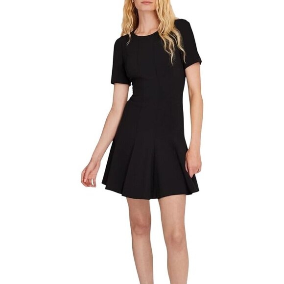 Club Monaco Black Textured Fit N Flare Short Sleeve Dress Size 2 - Picture 1 of 7